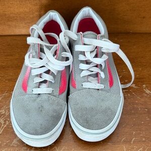 Kids Grey and Pink Suede Lace-Up Sneakers by Vans Size US Kids 3.0